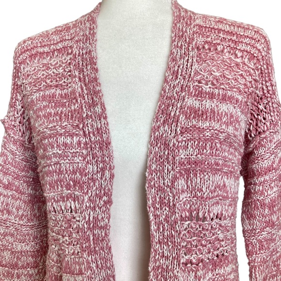 Abercrombie & Fitch Women’s Barbie pink white open front cable knit sweater XS - Picture 2 of 12